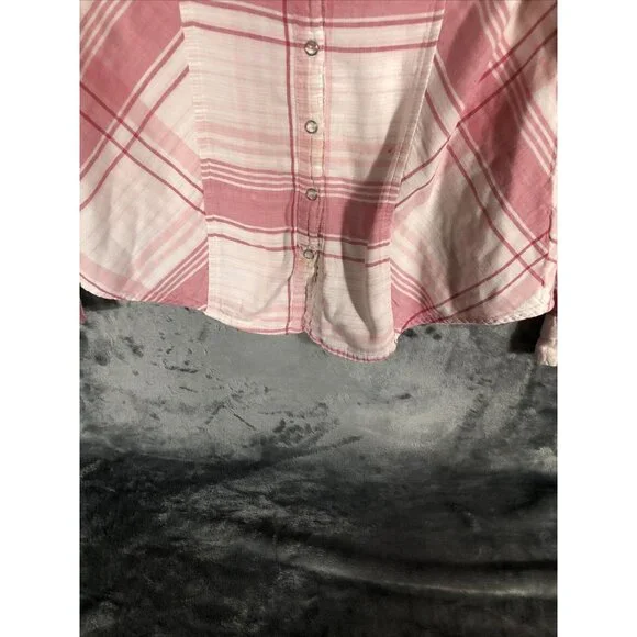 Style & Co Womens Shirt Button-Up Pink Plaid Size Medium - Picture 11 of 12